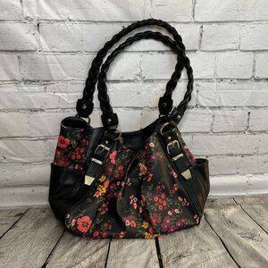 Apt. 9 Black Floral Shoulder Bag, Pre-owned